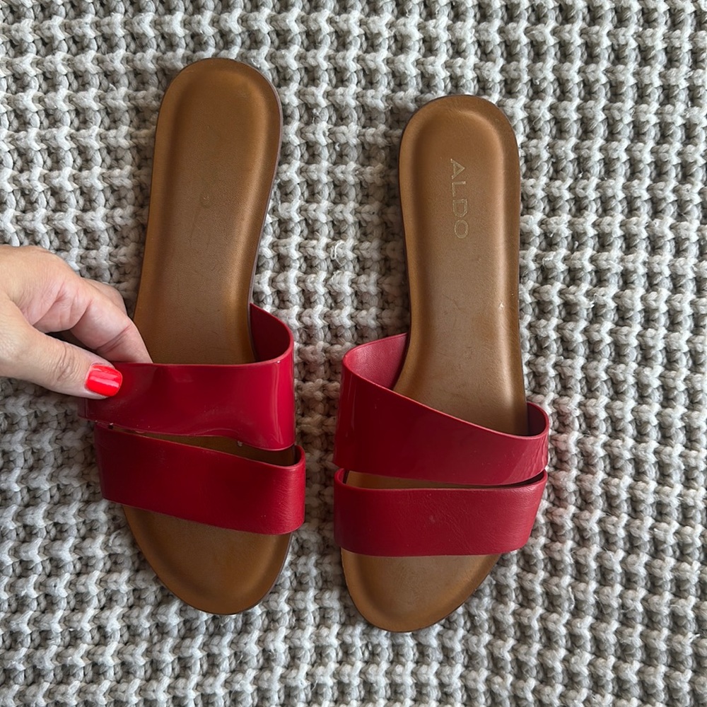Aldo brand women’s red sandals- very good condition only worn once.